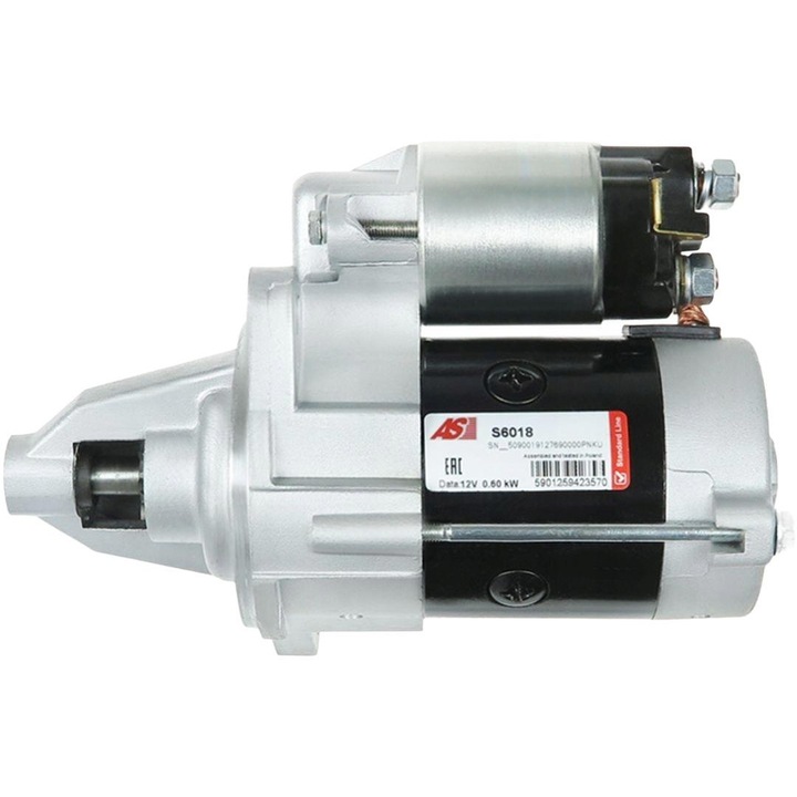 Motorindító, AS-PL, S6018, 0,60 Kw, 12V, ezüst/fekete