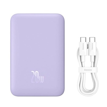 Acumulator extern Baseus Magnetic Mini Wireless, 10.000 mAh, Incarcare rapida, 20W, cablu USB-C inclus, Violet