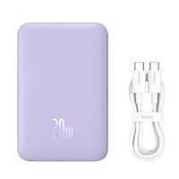 Acumulator extern Baseus Magnetic Mini Wireless, 10.000 mAh, Incarcare rapida, 20W, cablu USB-C inclus, Violet