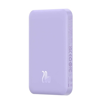 Acumulator extern Baseus Magnetic Mini Wireless, 5000 mAh, Incarcare rapida, 20W, cablu USB-C inclus, Violet