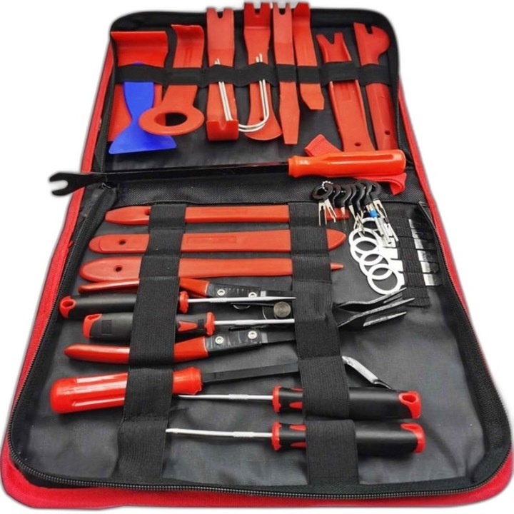 Trusa scule auto, 38 de piese, ABS, Rosu