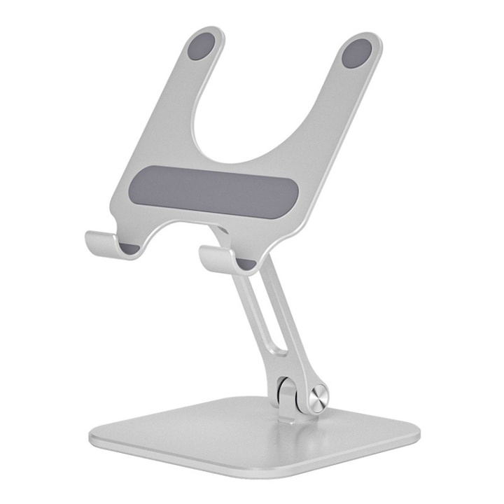 Stand Tableta Aluminium MTP, Pliabil, 360 grade, Inaltime reglabila, Compatibil iPad, Silver