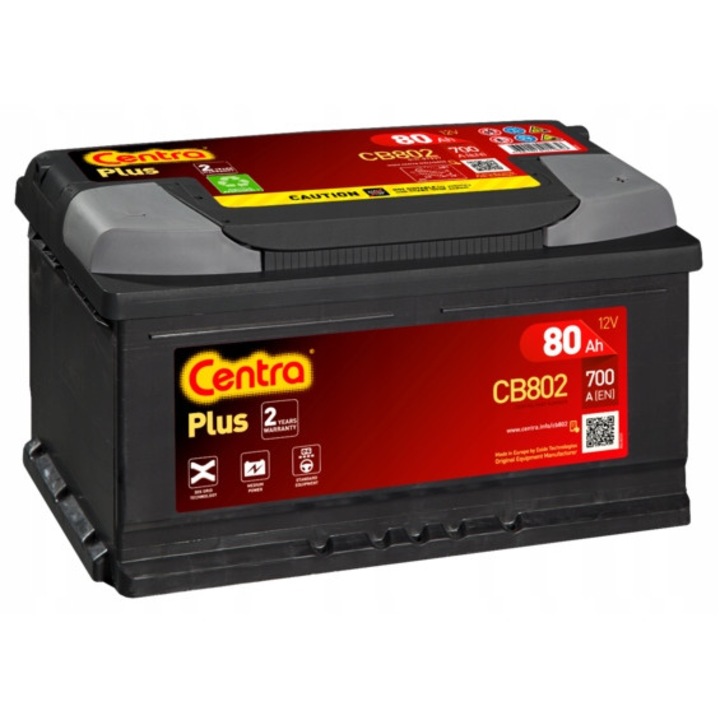 Baterie, CENTRA, CB802, 12V 70Ah 700A, Negru