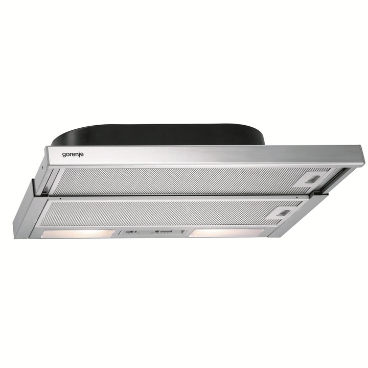 Hota incorporabila telescopica Gorenje DF 6116E, putere de absorbtie 400 mc/h, 2 motoare, 60 cm, Inox