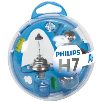 Kit rezerva bec auto cu halogen Philips H7, 12V Kit rezerva bec auto cu halogen Philips H7, 12V