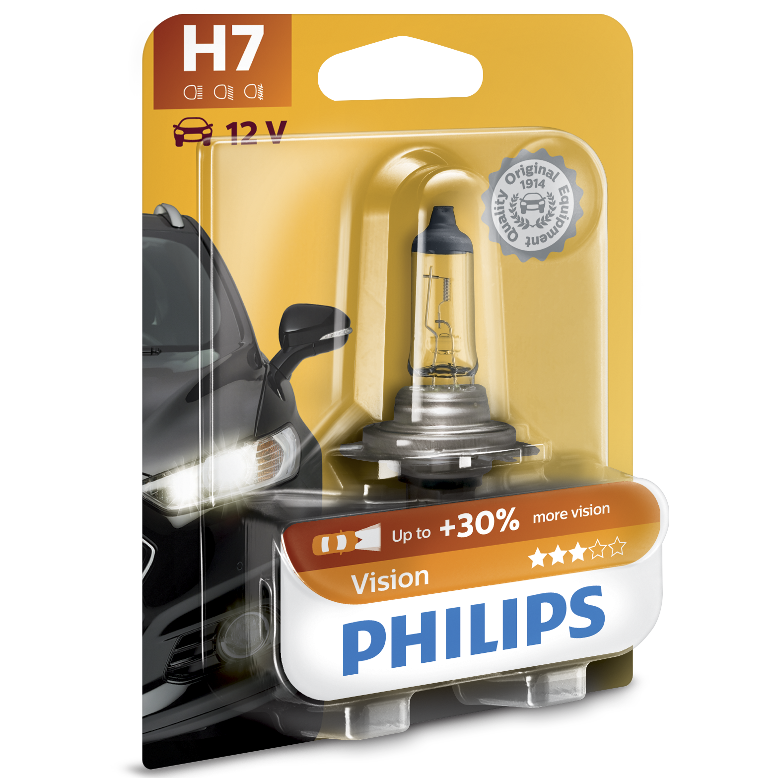 Bec auto cu halogen pentru far Philips H7 Vision, +30%, 12V, 55W