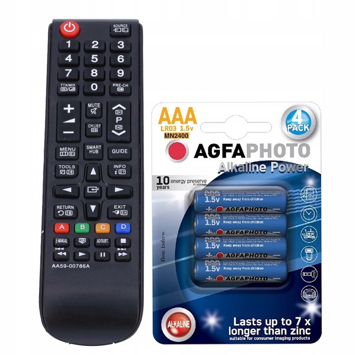 TV távirányító és 4 elem, Samsung, Univerzális, Fekete