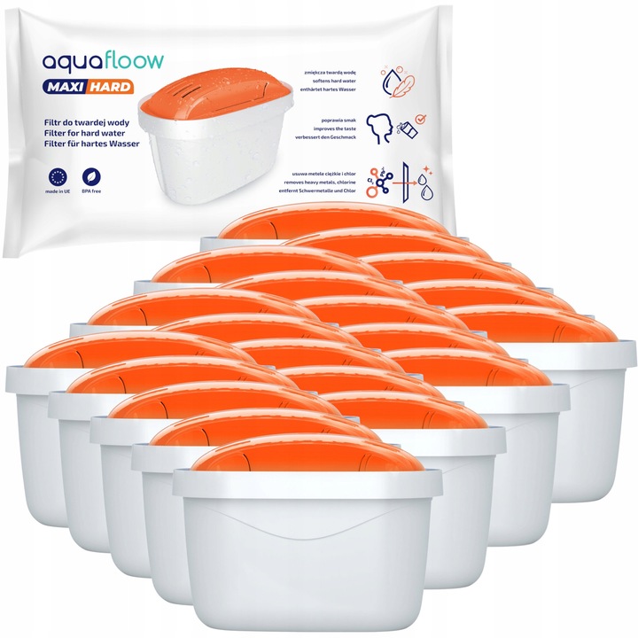 Set 20 filtre pentru cana filtranta, Aquafloow, Alb/Portocaliu, 200l