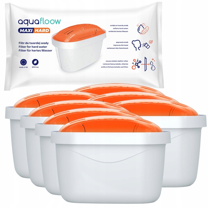 Set filtre pentru cana filtranta, Aquafloow, 7 bucati, Alb/Portocaliu