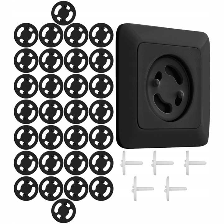 Kit 30 Piese siguranta prize, Wessper, Plastic, Negru