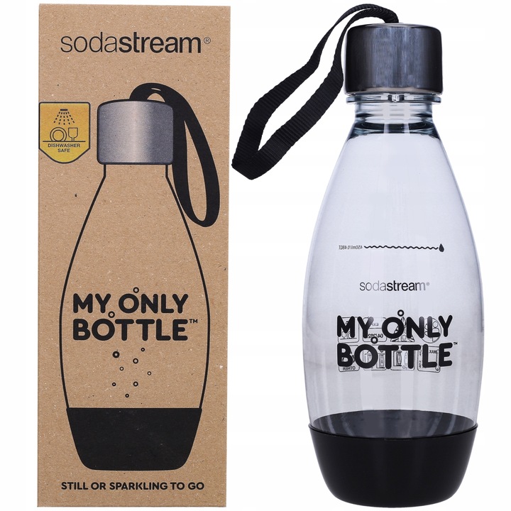Palack, Sodastream, Műanyag, 0,5L, Fekete