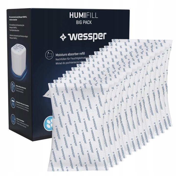 Cartus universal pentru absorbant de umezeala, Aquafloow, 450g,15 buc, Alb
