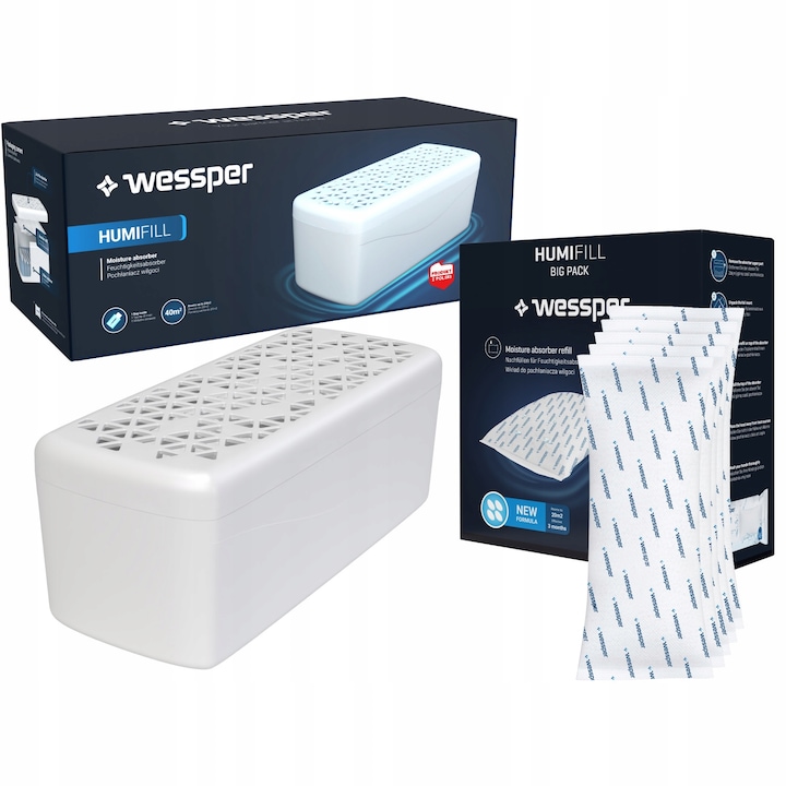 Absorbant de umiditate cu indicator Wessper P4 + 3x cartuse absorbant 500g, lemongrass
