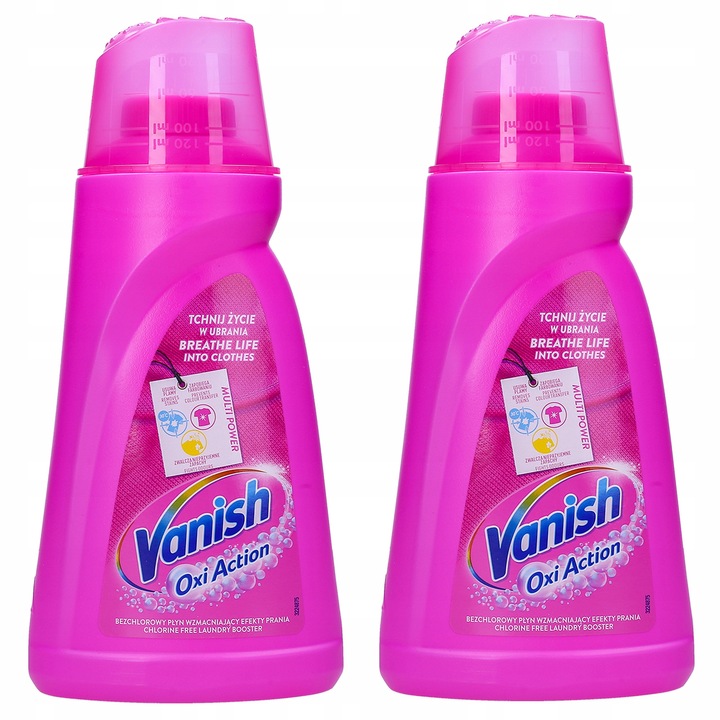 Pachet 2 solutii pentru indepartarea petelor de culoare, Vanish, Pink Oxi Action, 2 l