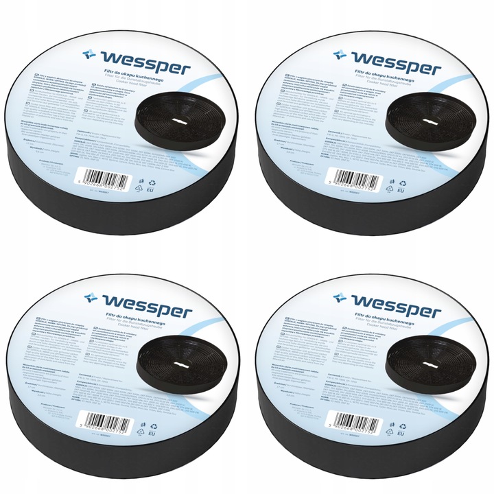 Set 4 filtre pentru hota Wessper, Carbon, Negru