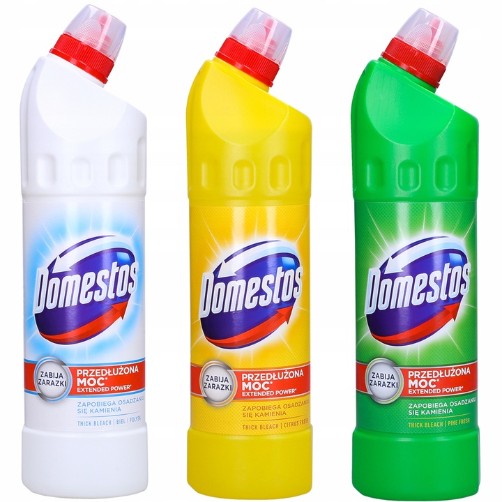 Set 3 solutii de curatat toaleta, Domestos, 750ml