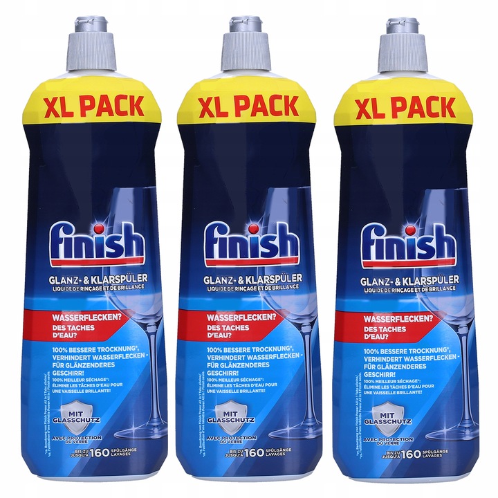 Csomag 3 mosogatógép tisztítóoldat, Finish, 3 x 800 ml