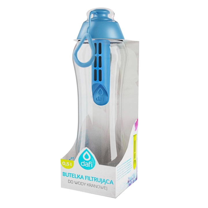 Sticla cu filtru apa, DAFI, 2 x Cartuse, 0.7l, Albastru