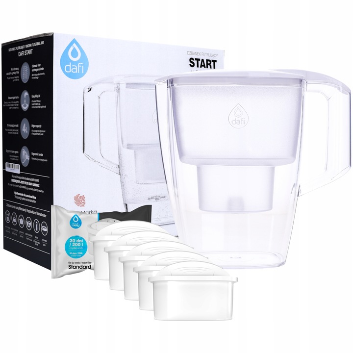Set cana filtranta cu 5 filtre Dafi, 4l, Alb/Transparent