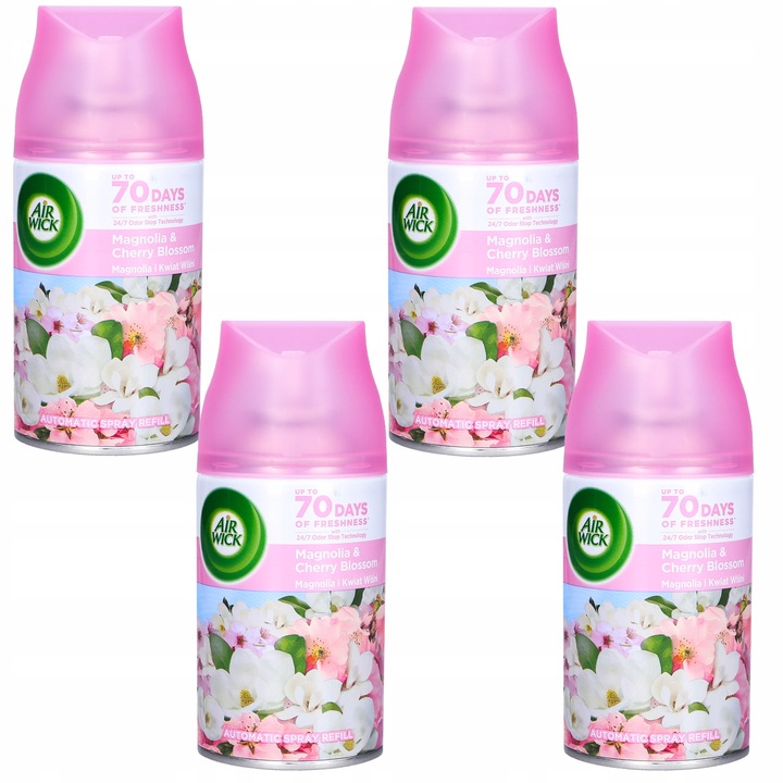 Set 4 rezerve pentru odorizant de camera, Air Wick, Cu magnolie si floare de cires, 250ml