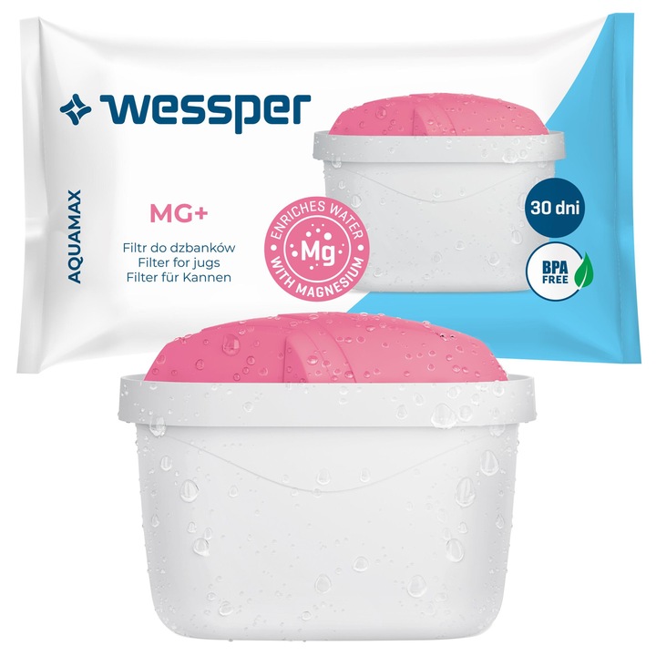 Filtru pentru cana filtranta, Wessper, Alb/Roz, 200L