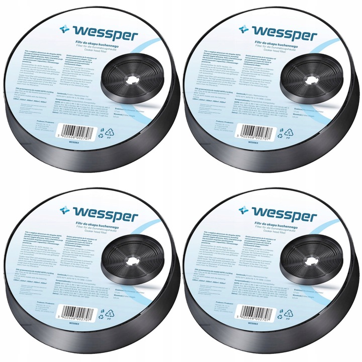 Filtre carbon pentru AKPO WK-4 GRAND ECO 50,60,90, Wessper, 4 buc, Negru