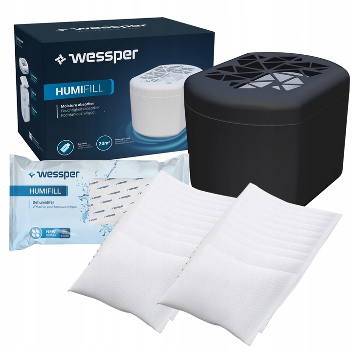 Set dezumidificator + 20x250g rezerve, Wessper, Negru