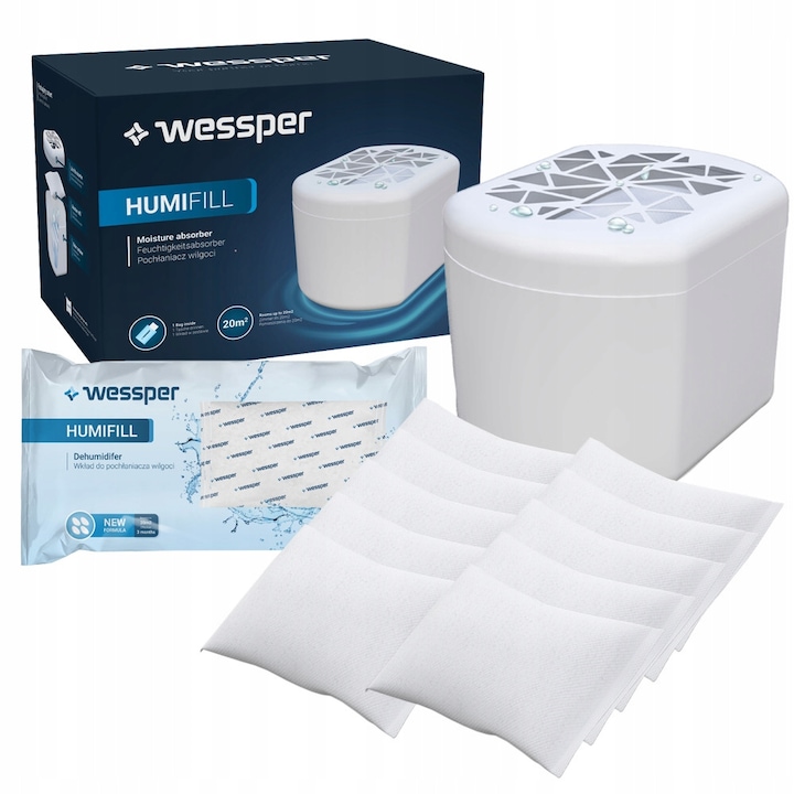 Set 5 absorbante de umiditate pentru Humistop Sedan, Sedan, Parfum de flori, Alb