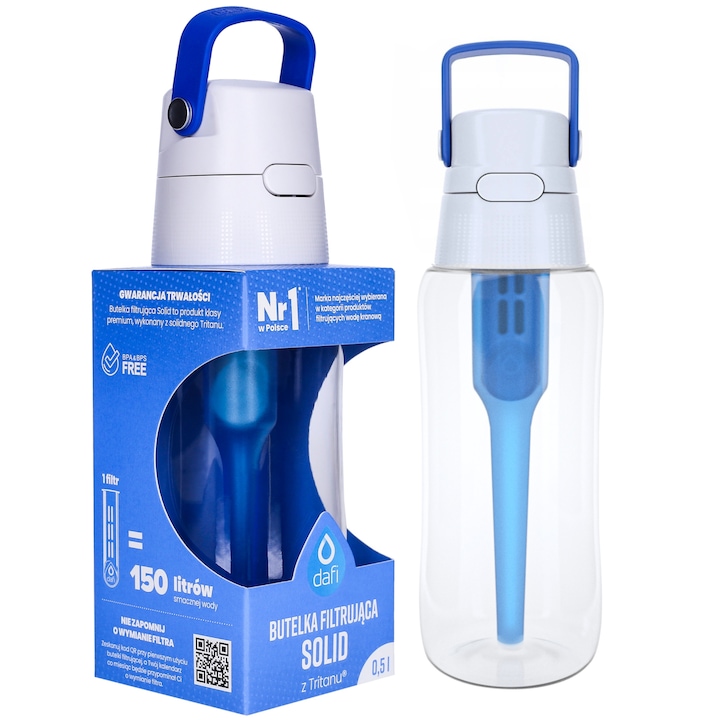 Sticla filtranta si un filtru, Dafi, 500ml, Albastru
