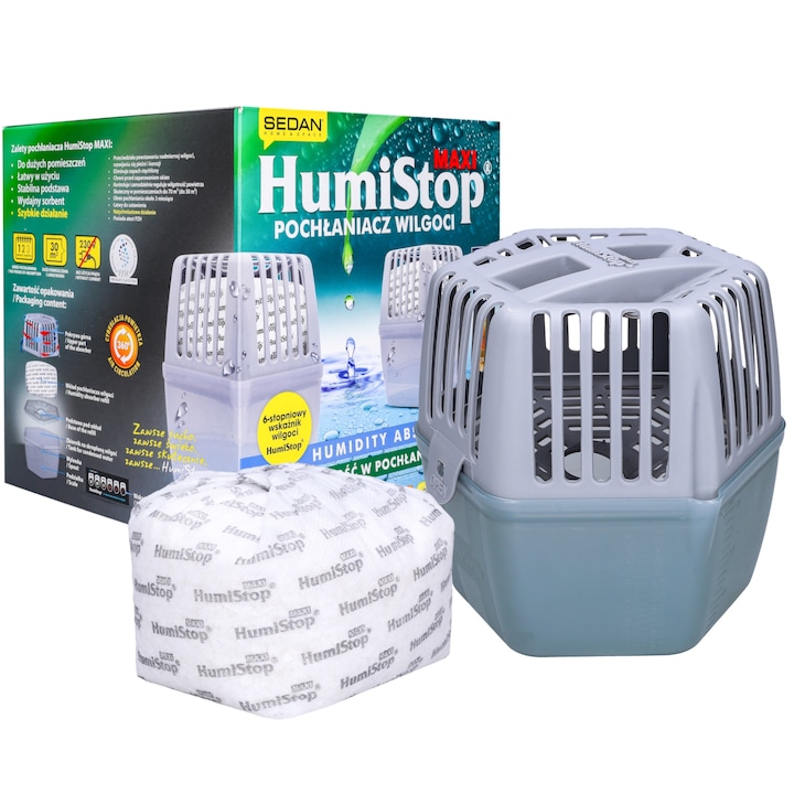 Dezumidificator mare pentru umiditate Artemis, 450g, 21x9x18,5cm, albastru