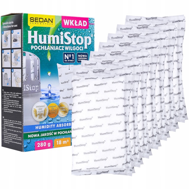 Set 5 absorbante umiditate Sedan HUMISTOP MAXI, 800g, ideal pentru prevenirea mucegaiului, eficient 3 luni, absorbtie praf si fum