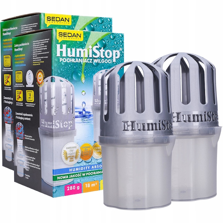 Set 2 dispozitive absorbante de umiditate si 2 rezerve, Aquafloow Refiller, 250 g