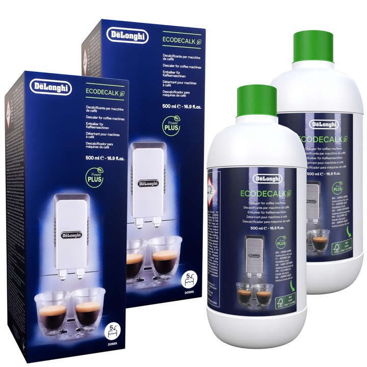 Solutie pentru curatarea aparatului de cafea, DeLonghi, EcoDecalk, Universal, 2 x 500 ml