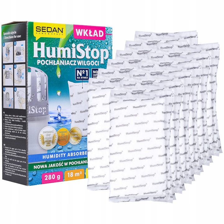 Absorbant umiditate, Wessper, 40 de rezerve, Negru/Alb