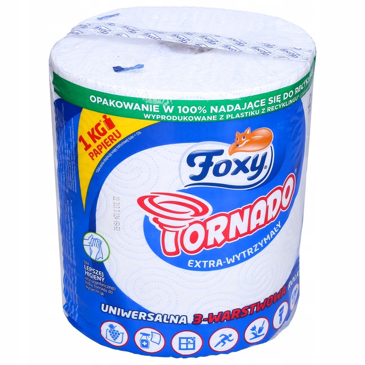 Prosoape de hartie FOXY Tornado, 3 straturi, 340 foi, 81.6m, alb