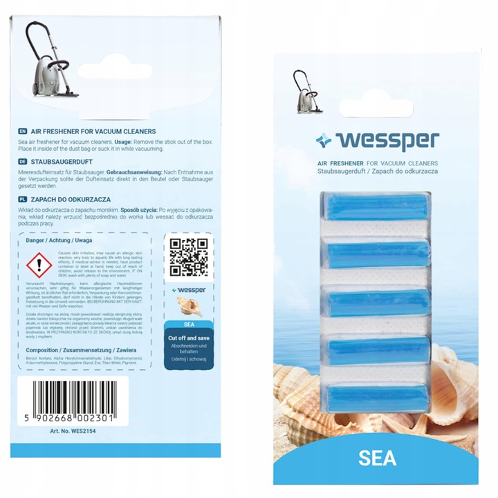 Set 5 odorizante aspirator, Wessper, Albastru