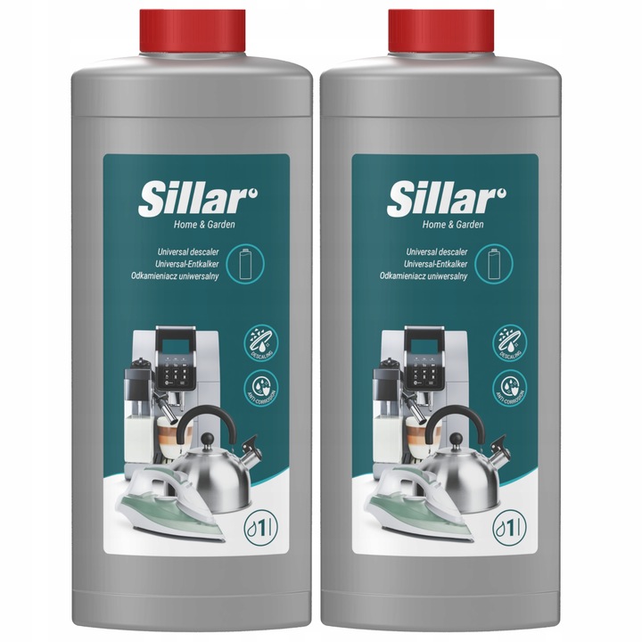 Set 2 bucati detartrant lichid pentru ceainic si electrocasnice, Sillar, 2x1L