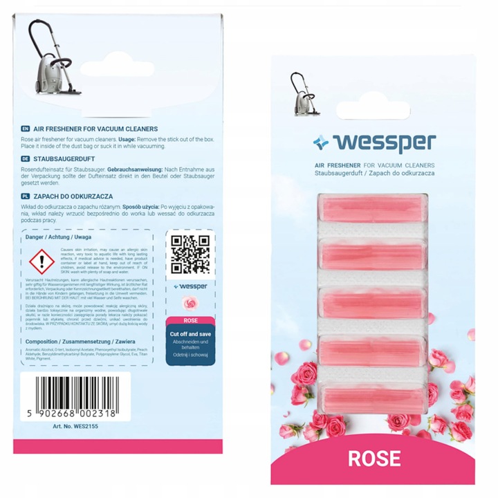 Set 5 odorizante aspirator, Wessper, Parfum floral, Roz