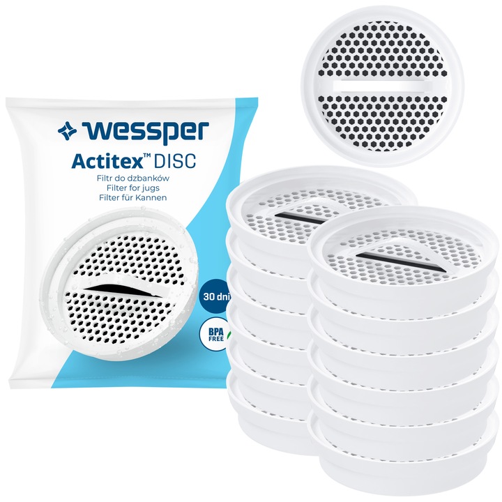 Set 12 filtre de apa, Wessper, Alb