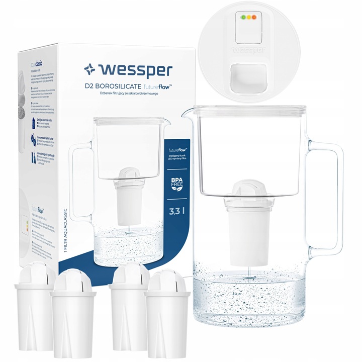 Set cana filtranta, Wessper, Cu 5 filtre, 3.3L, Alb
