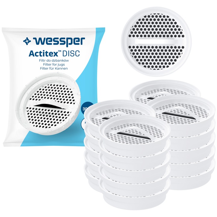 Set 20 filtre de apa inlocuibile, Wessper, Compatibil Dafi, Alb
