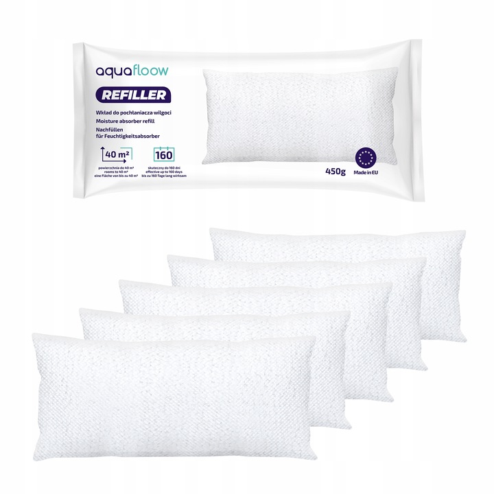 Set 5 rezerve absorbant umiditate AquaFloow, 450g, 40m²