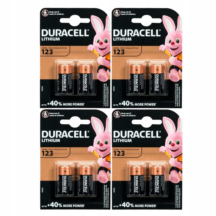 Elemek, Duracell, CR123A, DL123 3V 1100mAh, 8 db.
