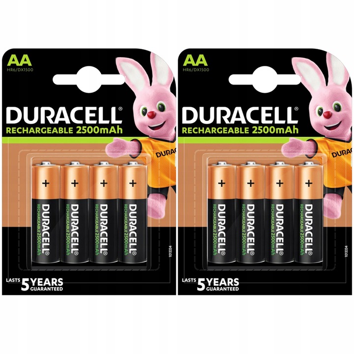 8 db AA elem készlet, Duracell, NiMH, 2500mAh, 1,2V