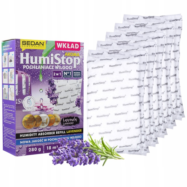 Set dispozitiv absorbant umiditate, 10 rezerve, Wessper Humifill, 40 m2, 3 luni, 5 kg, Alb