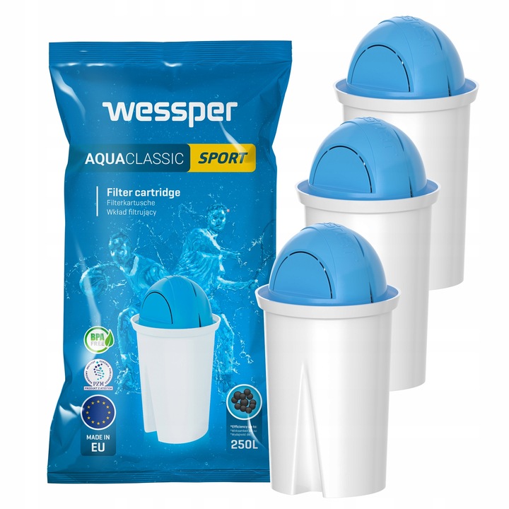 Set 3 filtre apa, Wessper, Alb/Albastru