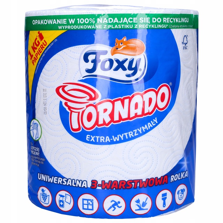 Prosoape de hartie FOXY Tornado, 3 straturi, 340 foi, 81.6m, alb