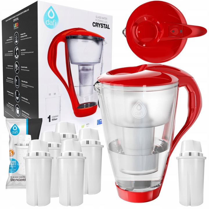 Cana filtranta, Dafi, Cu 6 filtre, 2L, Rosu