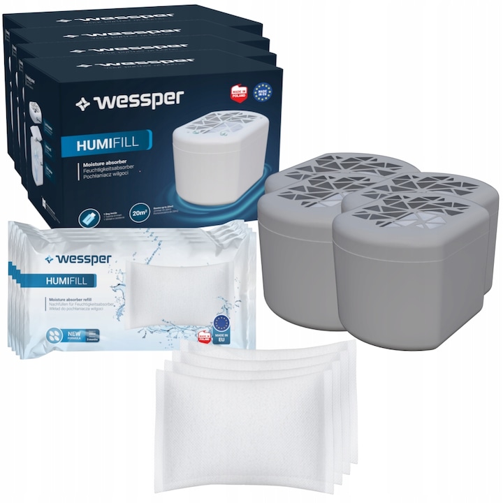 Cartuș Universal Refiller pentru Absorbanti de Umiditate, Aquafloow, Alb, 450g, 10 buc, Bezzapachiv