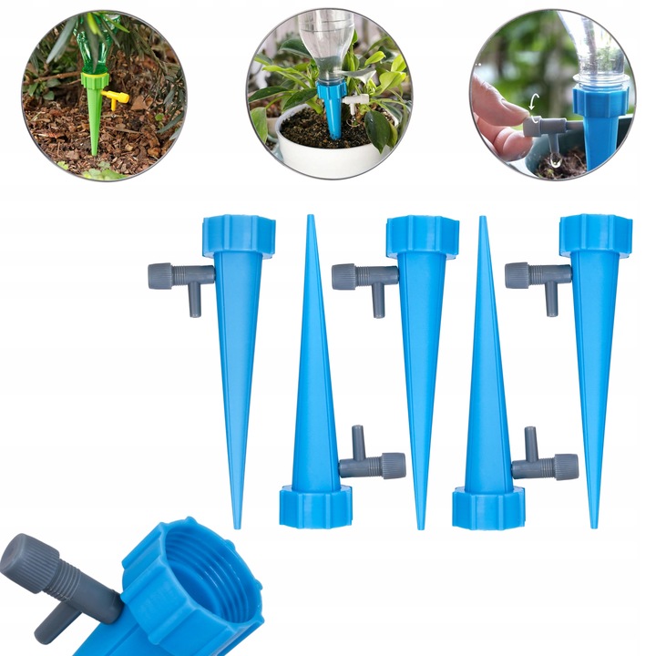 Set 5 irigatoare plante, MTA, Plastic, 13.5cm, Albastru
